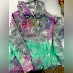 Faze Clan Tie Dye Crystal Swarovski Rainbow Oversized Hoodie sz Small